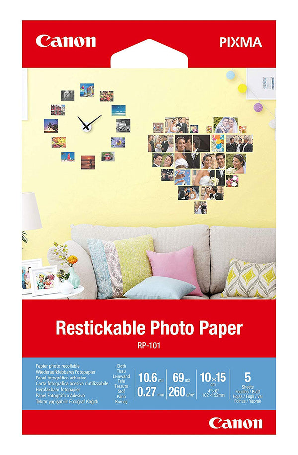 Canon RP-101 White Matte 4 x 6 inch Removable Photo Stcikers 5 Sheets - 3635C002 - ONE CLICK SUPPLIES