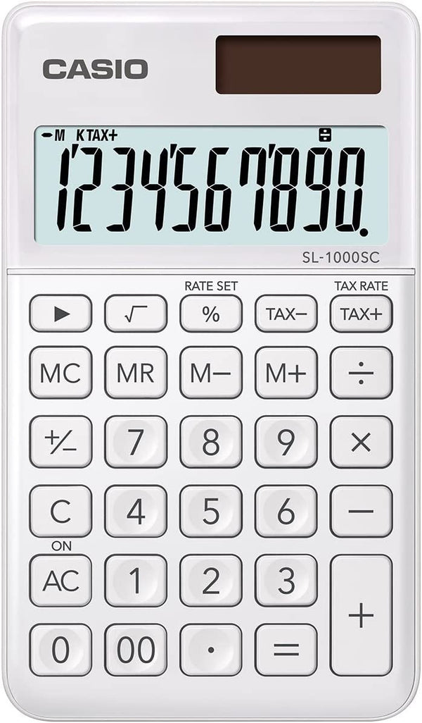 Casio White Pocket Calculator SL-1000SC-WE-WK-UP - ONE CLICK SUPPLIES