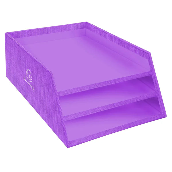Teksto Letter Tray Cardboard 3 Level Purple 13458D - ONE CLICK SUPPLIES