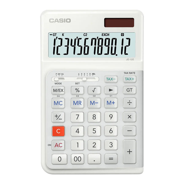 Casio JE-12E-WE 12 Digit Compact Ergonomic Desk Calculator JE-12E-WE-WA-EP - ONE CLICK SUPPLIES