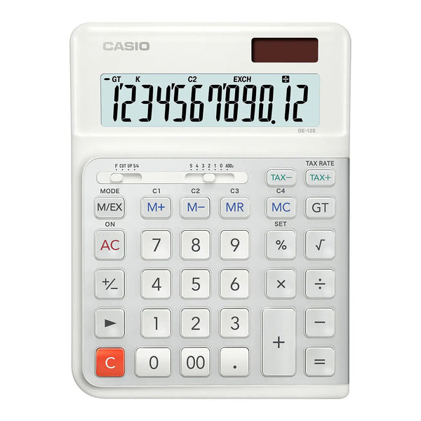 Casio DE-12E-WE 12 Digit Big Ergonomic Desk Calculator DE-12E-WE-WA-EP - ONE CLICK SUPPLIES