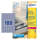 Avery Laser Heavy Duty Label 25.4x10mm 189 Per A4 Sheet Silver (Pack 3780 Labels) L6008-20 - ONE CLICK SUPPLIES