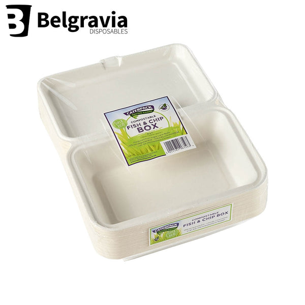 Belgravia Bio Caterpack 6x9inch Fish Chip Boxes Pack 50's - ONE CLICK SUPPLIES