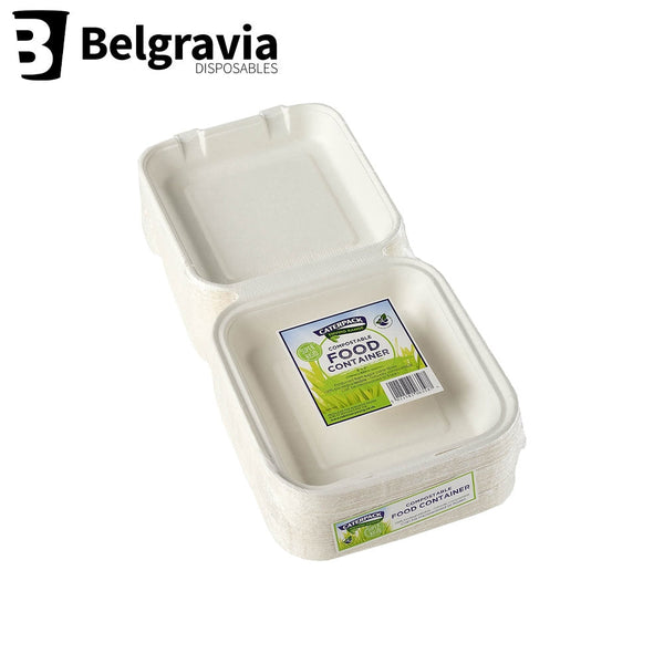 Belgravia Biodegradable Caterpack 8 x 8" Food Boxes Pack 50's - ONE CLICK SUPPLIES
