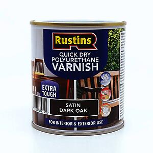 Rustins Quick Drying Poly Varnish Satin Dark Oak 500Ml
