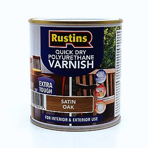 Rustins Quick Drying Poly Varnish Satin Oak 250Ml