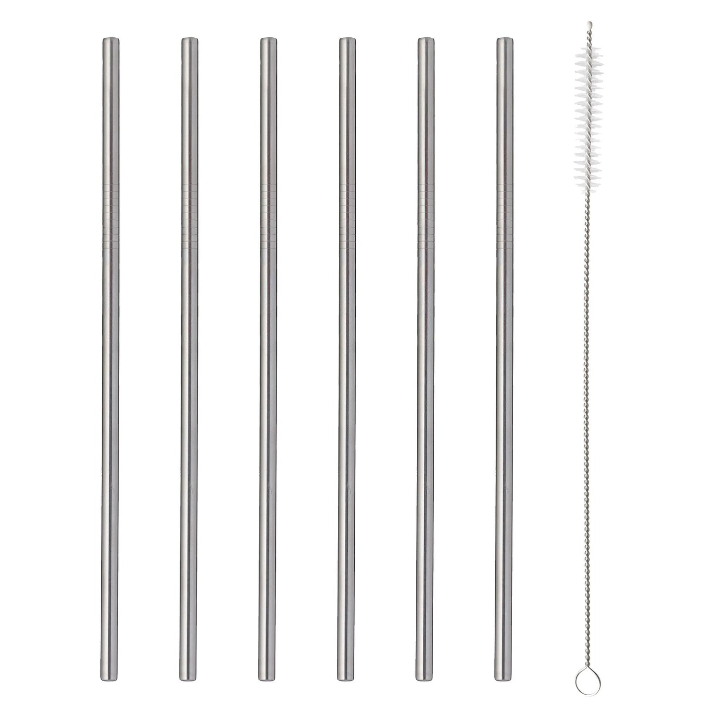 Viners 7pc Long Steel Drinking Straws Gift {6 Straws & 1 Cleaning Brush}