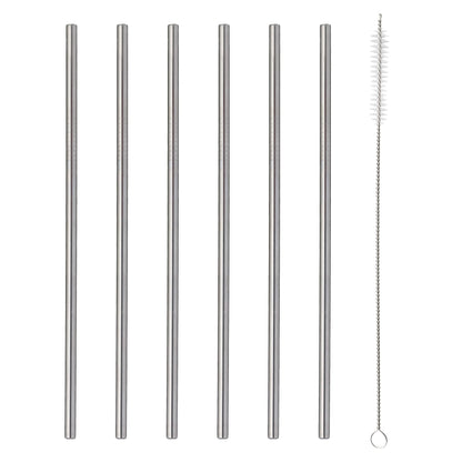 Viners 7pc Long Steel Drinking Straws Gift {6 Straws & 1 Cleaning Brush}