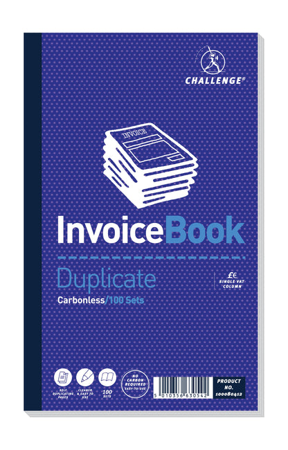 Challenge Duplicate Invoice Book 210x130mm Card Cover With VAT 100 Sets (Pack 5) 100080412