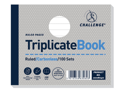 Challenge Triplicate Book 105x130mm Card Cover Ruled 100 Sets (Pack 5) 100080471