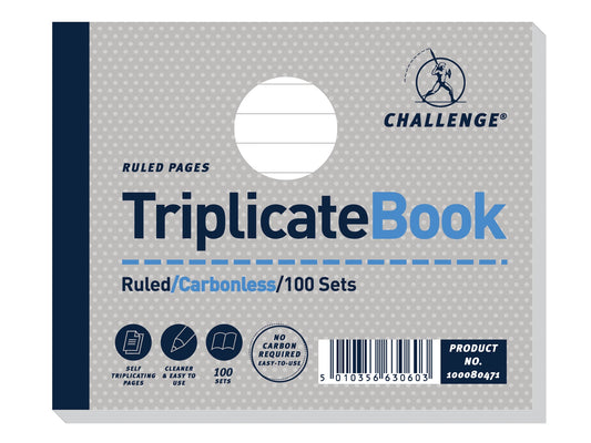 Challenge Triplicate Book 105x130mm Card Cover Ruled 100 Sets (Pack 5) 100080471