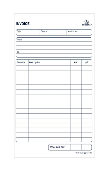 Challenge Duplicate Invoice Book 210x130mm Card Cover Without VAT 100 Sets (Pack 5) 100080526