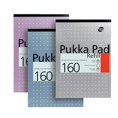 Pukka Pads Refill Pad Headbound Ruled with Margin Punched 80gsm 160pp A4 White Ref REF80/1 [Pack 6]