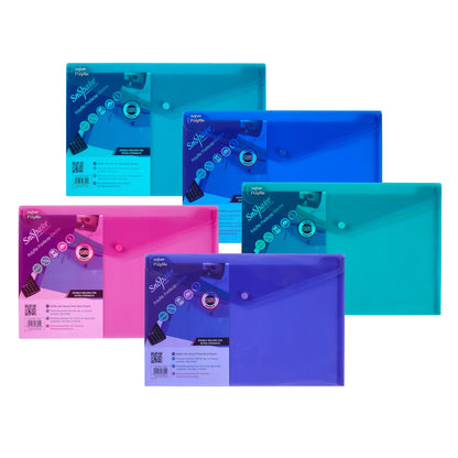 Snopake Polyfile Wallet File Polypropylene Foolscap Electra Assorted Colours (Pack 5) - 10088