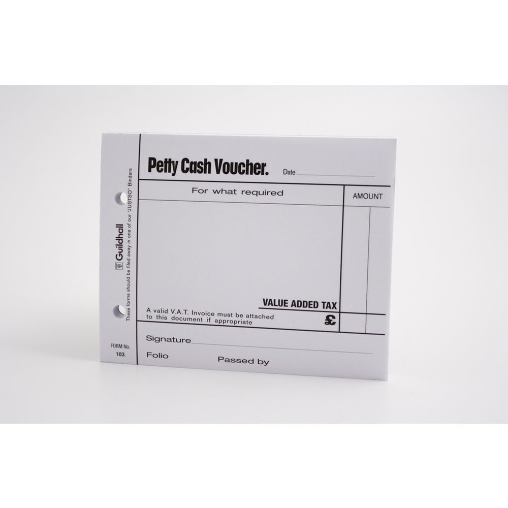 Guildhall Petty Cash Voucher Pad 127x101mm White 100 Pages (Pack 5) - 103-WHTZ