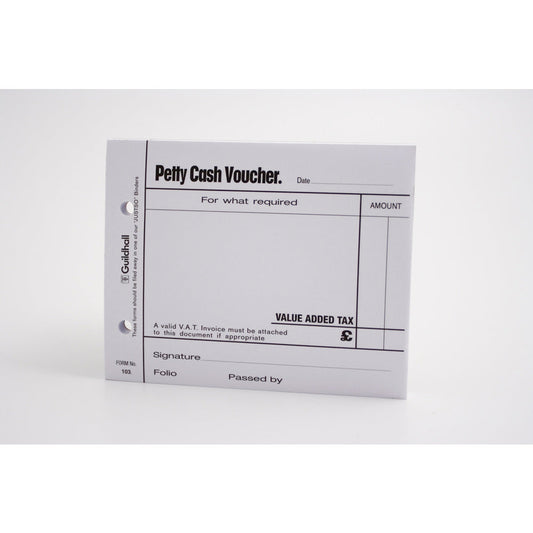 Guildhall Petty Cash Voucher Pad 127x101mm White 100 Pages (Pack 5) - 103-WHTZ