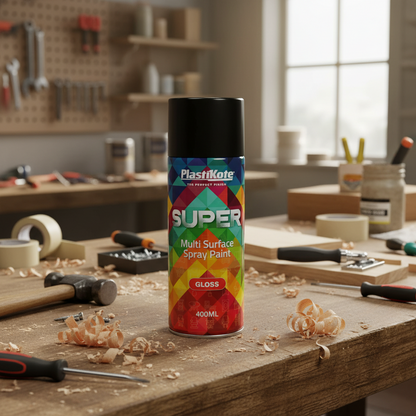 PlastiKote SUPER Spray Paint | Black | 400ml | Gloss Finish
