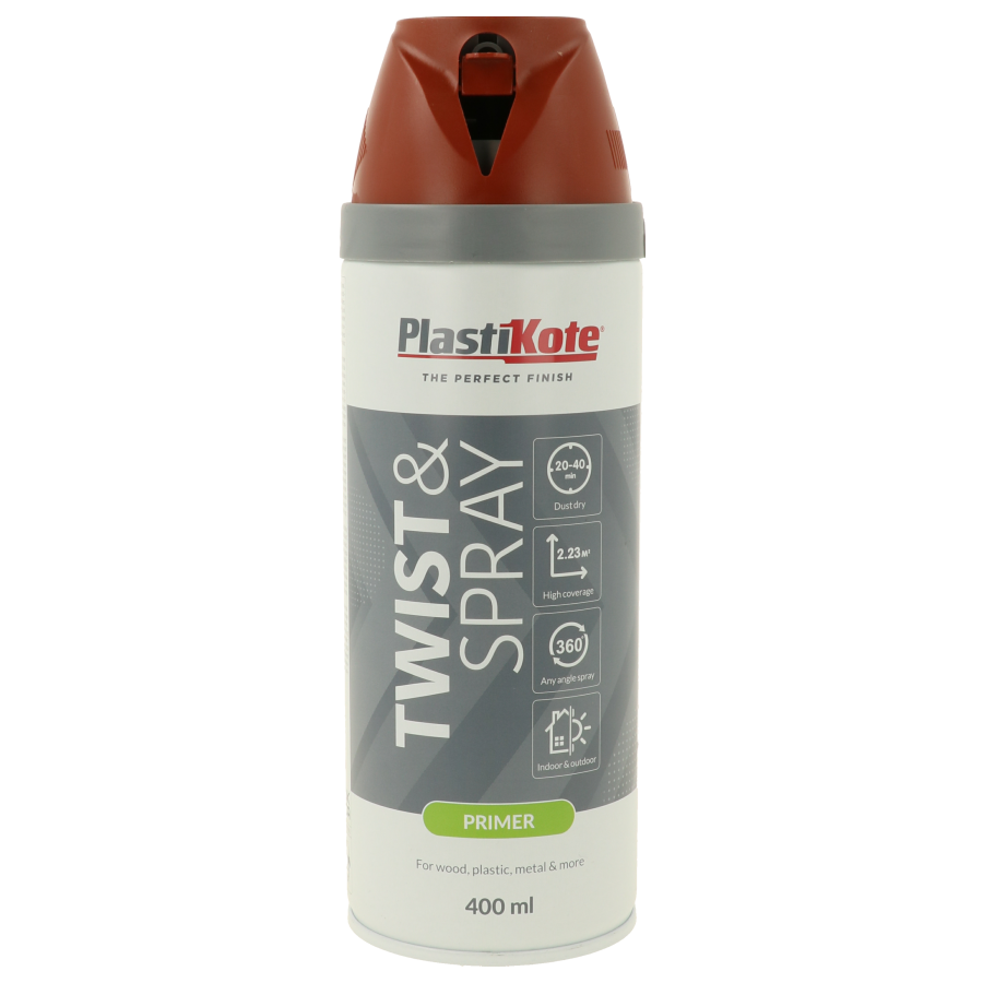 Plastikote Twist and Spray Primer | 400ml | Red Oxide