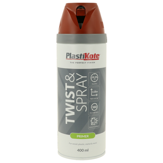 Plastikote Twist and Spray Primer | 400ml | Red Oxide