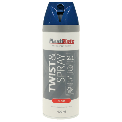 Plastikote Premium Paint Spray | Gloss Finish | Pacific Blue | 3 x 400ml.