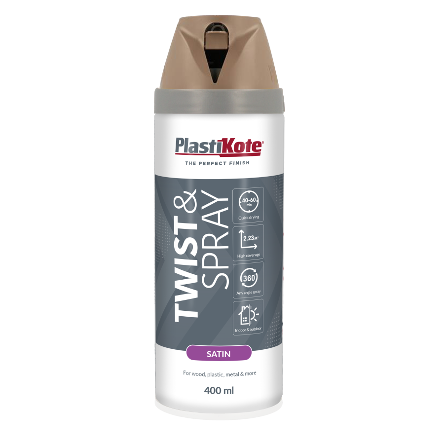 Plastikote Premium Paint Spray | Satin Finish | Cappuccino | 400ml.