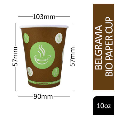 10oz Belgravia Biodegradable & Compostable  Single Walled Paper Cups