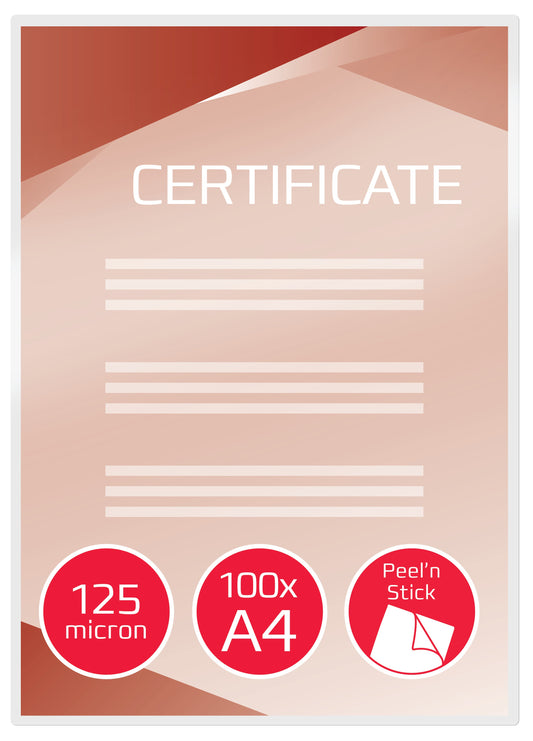 GBC Peelnstick Pouch A4 2x125 Micron Gloss (Pack 100) 3747243