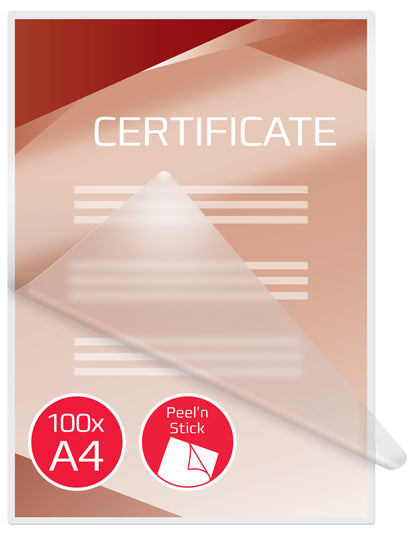 GBC Peelnstick Pouch A4 2x125 Micron Gloss (Pack 100) 3747243