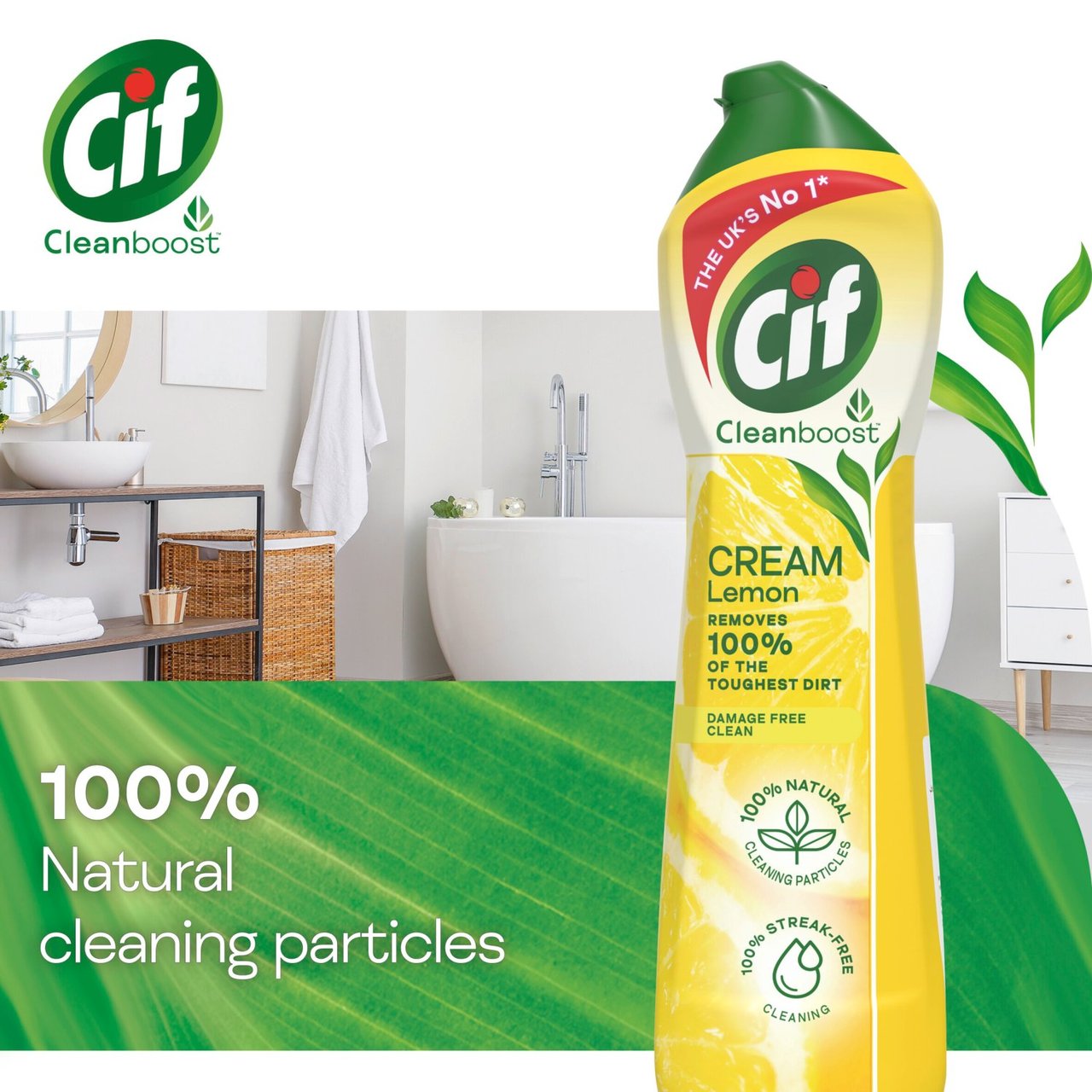 Cif Lemon Cream Cleaner multipurpose surface cleaner with 100% Natural | Multi-Pack Bundle 3 x 500ml