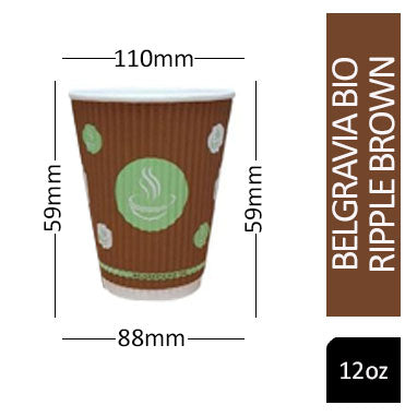 12oz Belgravia 100% Biodegradable Ripple Paper Cups 25s-2000s {Reduced to Clear}