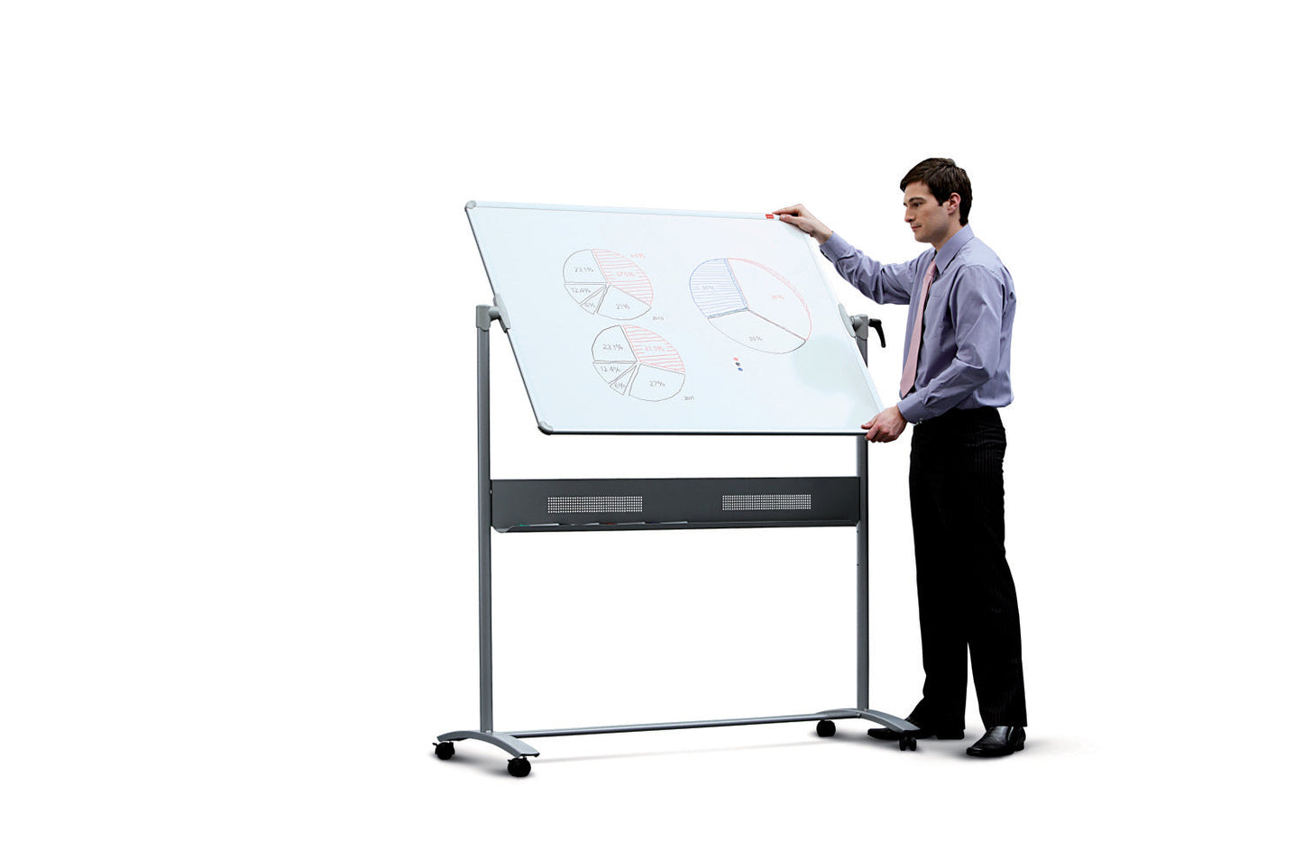 Nobo Mobile Combination Grey Felt/Magnetic Whiteboard Aluminium Frame 900x1200mm 1901043