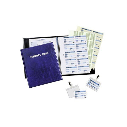 Durable Visitors Book Leather Look 100 Badge Inserts 80gsm W90xH60mm Ref 1463-00