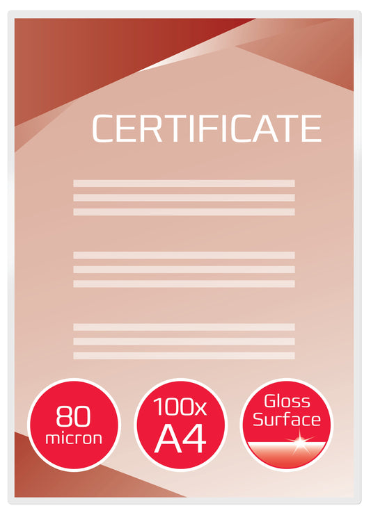 GBC Laminating Pouch A4 2x80 Micron Gloss (Pack 100) IB585036