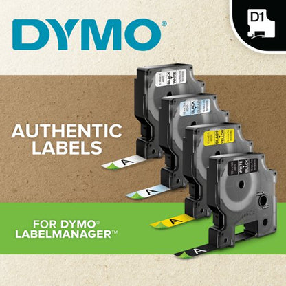 Dymo Durable D1 Labelling Tape 12mm x 5.5m Black on White 1978364