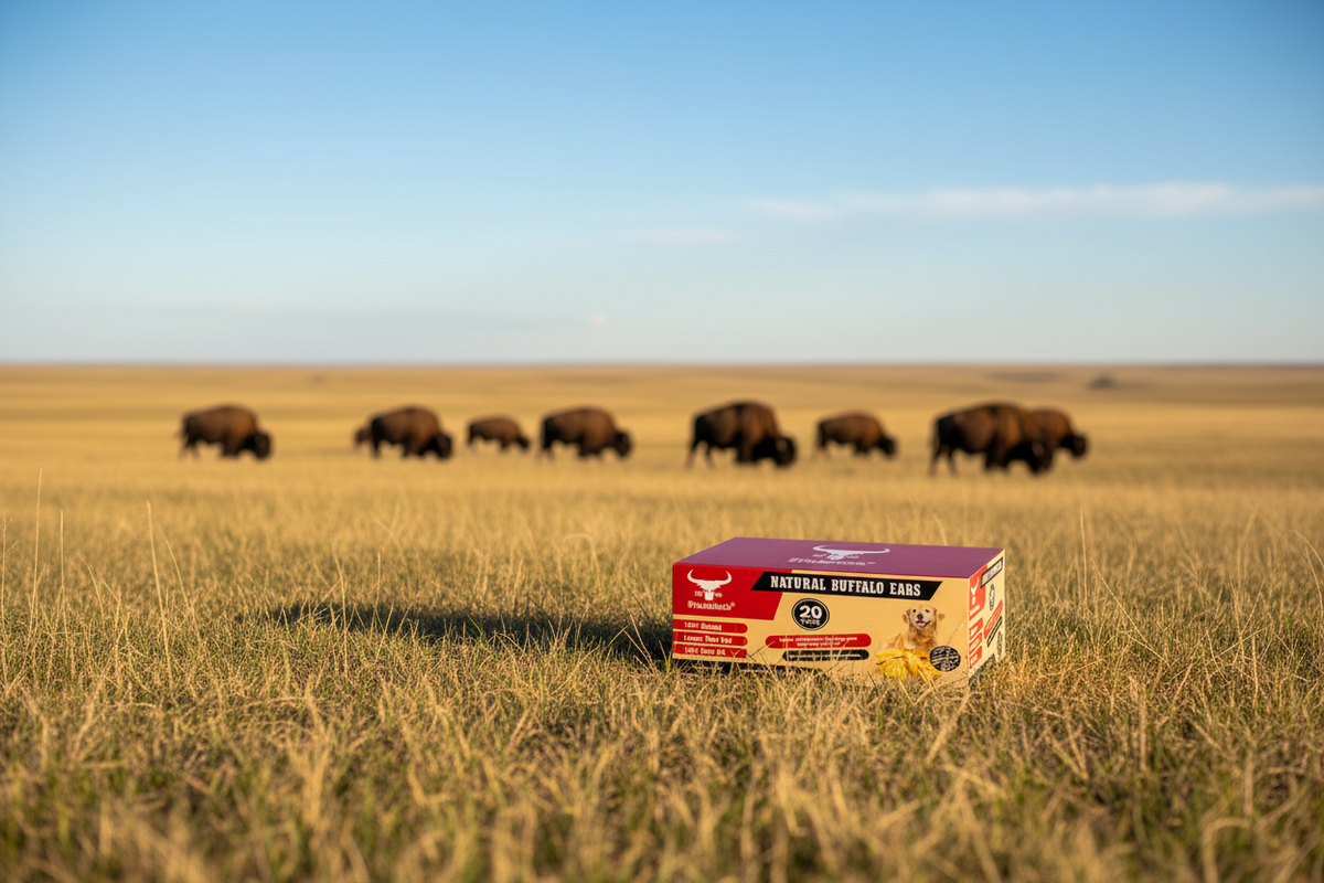 The Buffalo Co: Buffalo Ears Dog Treats | 100% Natural | Min 5" Long | 20 Box