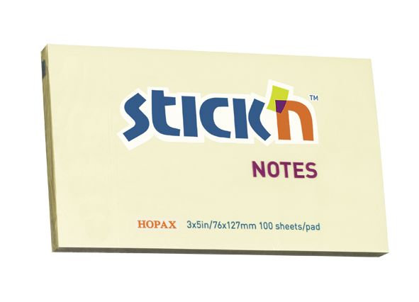 ValueX Stickn Notes 76x127mm 100 Sheets Pastel Yellow (Pack 12) 21009