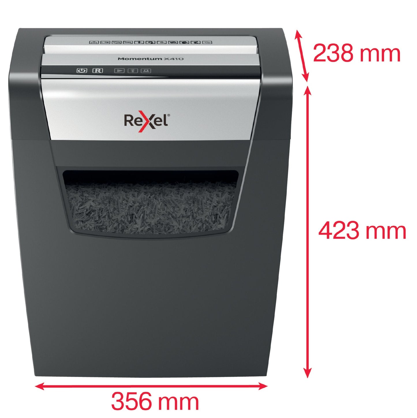 Rexel Momentum X410 Cross Cut Shredder 23 Litre 10 Sheet Black 2104571