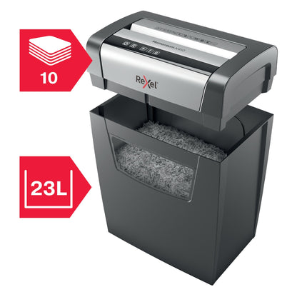 Rexel Momentum X410 Cross Cut Shredder 23 Litre 10 Sheet Black 2104571