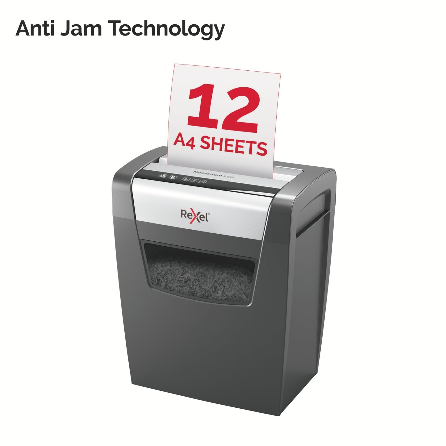 Rexel Momentum X312 Cross Cut Shredder 23 Litre 12 Sheet Black 2104572