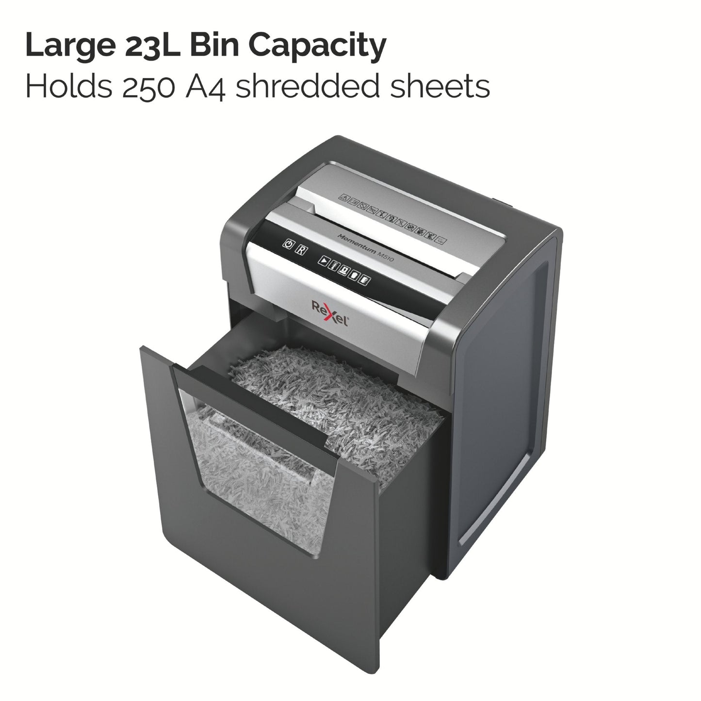 Rexel Momentum M510 Micro Cut Shredder 23 Litre 10 Sheet Black 2104575