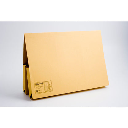 Guildhall Double Pocket Legal Wallet Manilla Foolscap 315gsm Yellow (Pack 25) - 214-YLWZ