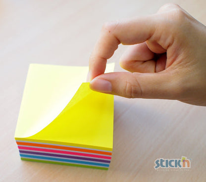 Stickn Sticky Notes Cube 76x76mm 400 Sheets Neon Colours 21539