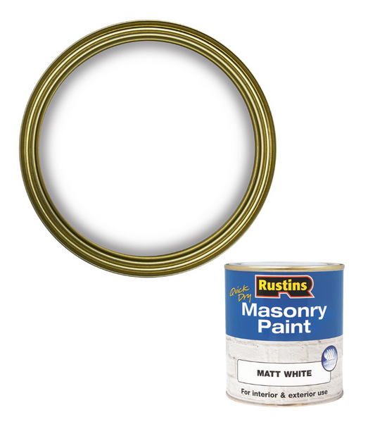 Rustins Masonry Paint | Matt White | Quick Drying | Low Odour | 500ml