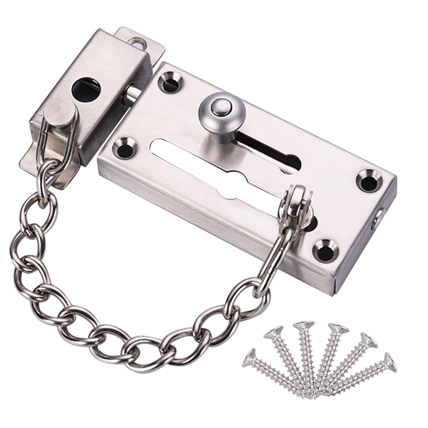 Securit Slide Latch Bolt & Chain | Stainless Steel |  S1637 | Easily Fitted Door Security