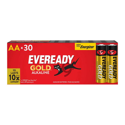 Eveready AA Alkaline Gold | 10 x Extra Life | 30 Pack