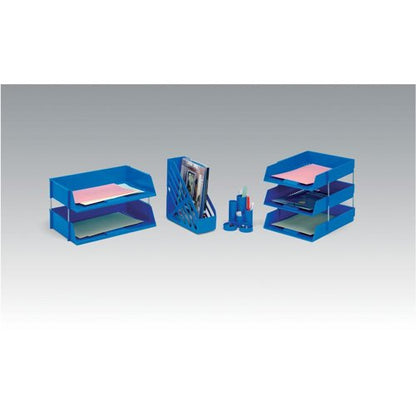 5 Star Letter Tray High-impact Polystyrene Foolscap Blue 295802