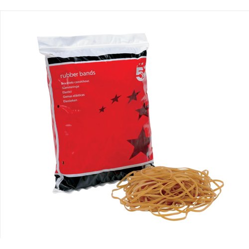5 Star Rubber Bands No38 152x3mm Approx 400 Bands 454g Bag 296441