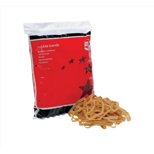5 Star Rubber Bands No64 89x6mm Approx 330 Bands Bag 454g 296468