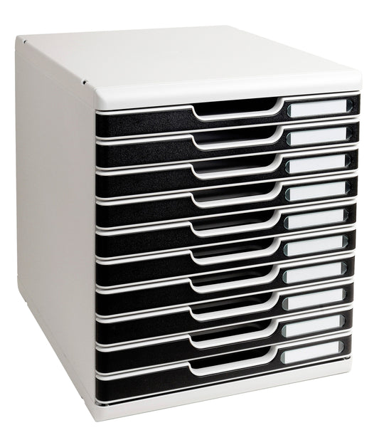 Exacompta Multidrawer System 10 x 26mm Drawers Light Grey/Black 350x288x320mm 302014D