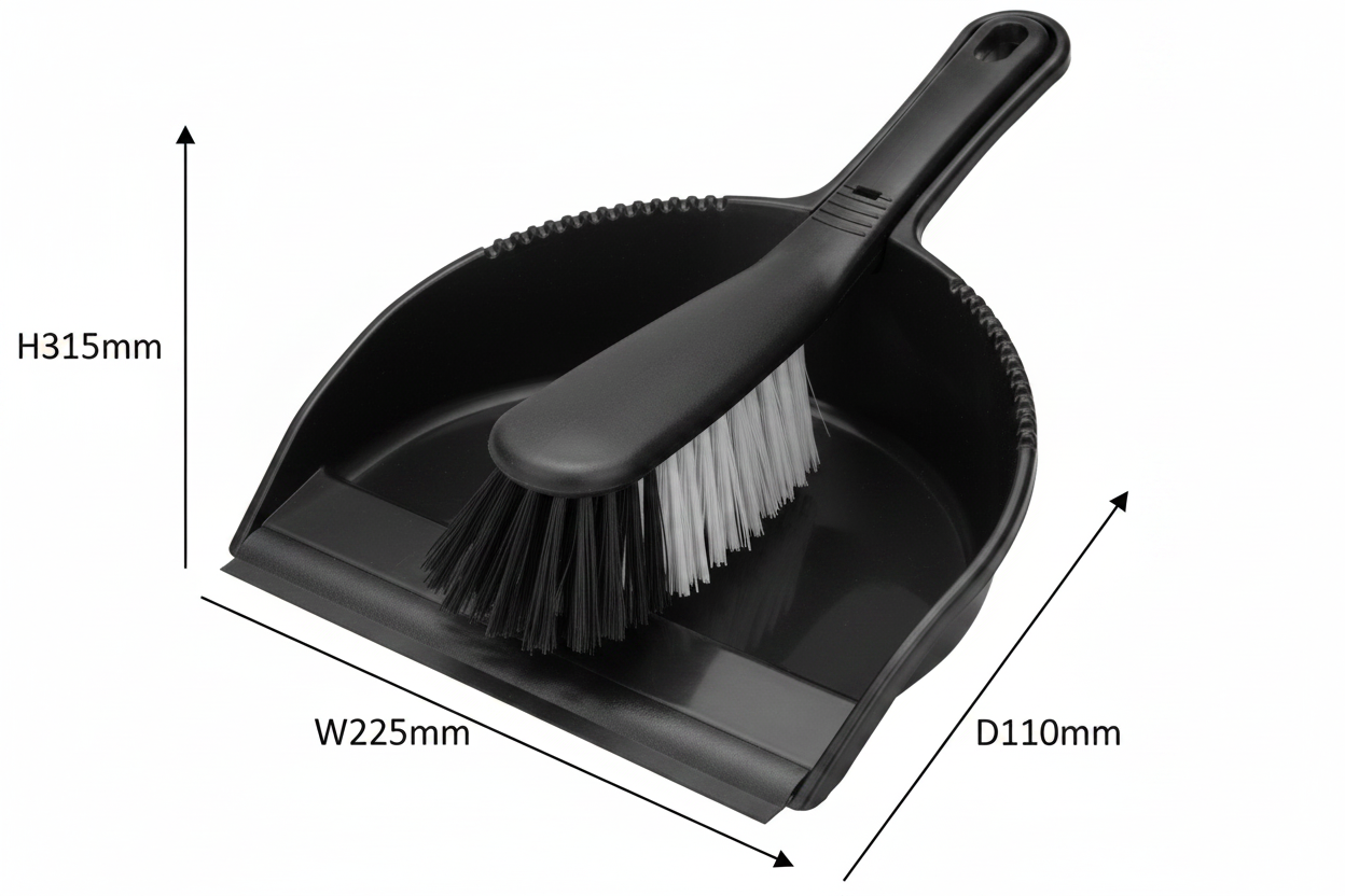 Addis Dustpan And Stiff Brush Set | Black | 22.5 x 31.5 x 11cm